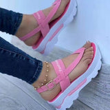 2025 Summer Large-Size Slope Heel Buckle With Sandals Women In Southeast Asia Wearing Rome Comfortable And Light HZ0115