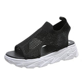 Fly Weaving Splicing Sports Sandals Women 2025 Summer New Korean Version Of Net Yarn Hollow Women's Shoes Casual Thick-Soled Fish Mouth Women's Shoes HZ0115