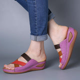 Women's Sandals 2025 Summer New Slope And Spell One-Word Women's Sandals Wish HZ0115