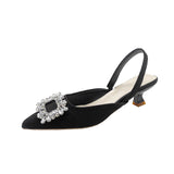 Baotou Sandals Women's 2025 New French Gentle Water Diamond Head After Tripling Coarse Heel High Heel High Heel Shoes HZ0115