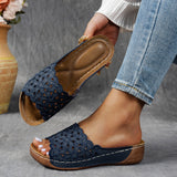 2025 Summer New Women's Thick Bottom Slippers Large-Size Fish Mouth A Word Wide Striped Thick Bottom Slippers Women HZ0115