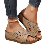 2025 Summer New Women's Slope And Thick-Soled Slippers Large-Size Fish Mouth Leisure Thick-Soled Beach Shoes HZ0115