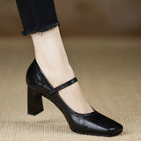 French Retro Square Shallow Mouth Mary Jane Single Shoes Women's Spring 2025 New Word Buckle Lady Casual Single Shoes HZ0115
