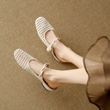 Great Comfort~ Low Heel Woven Hollow Breathable Bag Head Cool Slippers In The Summer Of 2025 HZ0115