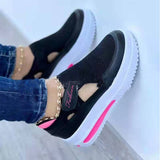 Large-Size Casual Women's Single Shoes 2025 Spring New Color Magic Stick Thick Bottom Breathable Mesh Single Shoes HZ0115