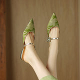 New Chinese-Style Brooding Low-Hee Half-Slippers Women's Summer New Word Thick And Pointed Lazy People Pack Cold Slippers HZ0115