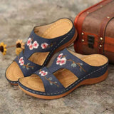 2025 Summer New Women's Shoes Hollow Flowers Embroidered Sandals Slope And Large Size Women's Slippers HZ0115
