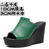 Cowskin Waterproof Table Thick Bottom Slippers High Slope And Fitting Room Slippers Ultra-High Heel Night Shop Show Loose Girl Cold Slippers HZ0115