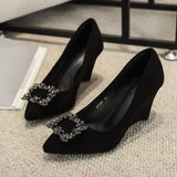 Poe Hefque Fashion Single-Shoe Women 2025 Spring New Fashion Water Diamond Head Light Moussed Soft Bottom Not Tired Heeled Women HZ0115