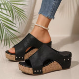 2025 Summer New Women's Thick Bottom Slope And Slippers Large Size Leisure Fish Mouth Thick Bottom Slope And Slippers HZ0115