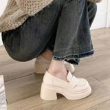 Thick-Soled Small Leather Shoes Women In The Spring Of 2025 New Pine Cake French Retro English Style Lefu Shoes One Foot Single Shoes HZ0115