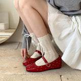 The Inner High-Grade Version ~ Retro Full Star Rivet Ballet Single-Shoe Girl Spring And Autumn Buckle With Shallow Mary Treasure Shoes HZ0115