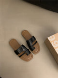 Design A Small-Sense Brown Jacket Slippers In Autumn And Winter Wearing Seaside Beach Cool Drag Soft-Soled Women Shoes Roman Shoes HZ0115