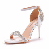A Shallow Word With A Golden Diamond High-Heeled Sandals Fine Heel With A Buckle Ball Ball Shoes HZ0115