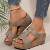 2025 Summer New Women's Thick Bottom Slope And Slippers Large Size Fish Mouth Slope And Thick Bottom Slippers HZ0115