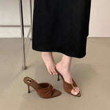 Light Familiar With The Wind High-Slender Slippers Women Summer Wear 2025 New Pointed Thin And Exposed Toe Sexy Cold Slippers HZ0115