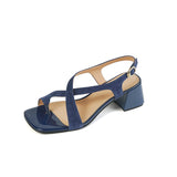 2025 Summer New Coarse Heel Cross-Sleeve Sandals Women's Summer Belt Buckle And Retro Elegant Women's Shoes HZ0115
