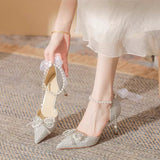 Silver High Heels Fairy 18-Year-Old Rite Crystal Wedding Shoes Bridal Shoes New French Fine Heel Not Tired Single Shoes HZ0115