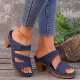 2025 New Summer Slope And Fish Mouth Slippers Women's Casual Large-Size Coarse And Slippers With Solid Color HZ0115