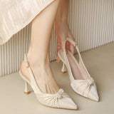 French Small Heel Single Shoes Sandals Women's Summer Fairy Style Dress In The Tip Of The Head White Fine Heel High Heels HZ0115
