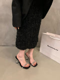 Small High-Level Transparent With A Word Slippers Women's Shoes Wearing 2025 Summer Water Drill Cool Drag High Heel Sandals HZ0115