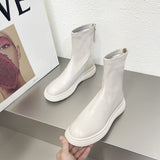2025 Autumn And Winter New Thick-Bottomed Boots Children Martin Boots White Women's Shoes Skin Skinny Boots Women's Cotton Shoes Plus Velvet Women's Short Boots HZ0115