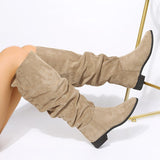 Western Boots Women's Autumn 2025 British Style Retro Thick And Sharp But Knee-High Boots HZ0115
