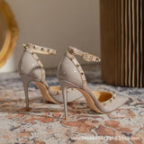 Rival Bag Head Sandals Women's Summer 2025 New Design Sense Of Niche 8Cm Word Buckle With High Heels Women's Thin Heel HZ0115