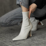 Net Red Thin Boots Pointed Short Boots Children 2025 Autumn Socks Boots In Tide Fine Heel High Heels Elastic Boots HZ0115