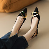Naipa French Retro Metal Buckle Flat Shoes Women 2025 Summer New Baotou Sandals Tip Temperament Shallow Single Shoes HZ0115