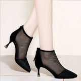 Rome Hollow Cool Boots 2025 Spring And Summer New Mesh And Short Boots Tips High Help Zipper HZ0115