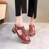 2025 Summer New Women's Shoes Korean Version Of Coarse Sandals Side Zipper Leisure Slope And Solid Color Coarse Large-Size Sandals Women HZ0115