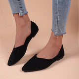 2025 New Flat-Soled Single Shoes Women's Shoes Large-Size Bean Shoes Light-Mouthed Sharp Casual Light Single Shoes HZ0115