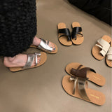 Korean Version Of Retro Toe Slippers Women Wear The 2025 New Niche Soft Bottom Beach Sandals HZ0115