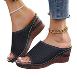 2025 New Women's Slope And Thick Bottom Slippers Large-Size Pure Color Fish Mouth Slope And High-Inctase Leisure Slippers HZ0115