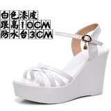 Golden Super High Slope And 12Cm Fashion Cross With Small Size Women's Shoes One-Word Thick-Bottomed Waterproof Toe Women's Sandals HZ0115