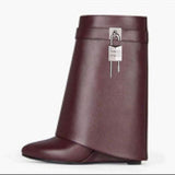 Winter New Large Cylinder Lock Skirt Side Of The Super High Slope And Round Scalp Face High And Zipper Short Boots Woman HZ0115