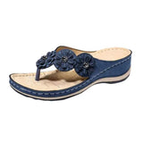 Summer New Beach Sandals Line Thick Bottom Slope And Jacket Slippers Fashion Flower Decoration Slippers HZ0115
