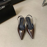 French Black Temperament Fine Heel High Heel Sandals Shoes 2025 New Spring And Summer Pointy Single Shoes HZ0115