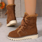 Large-Size Snow Boots Women 2025 Autumn And Winter New Velvet Thick Tie Thick Cotton Boots Women HZ0115