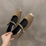 Flat Bottom French Small Scented Single Shoes Women's Shoes 2025 New Spring And Autumn Square Head Temperament Mary Jane Evening Shoes HZ0115