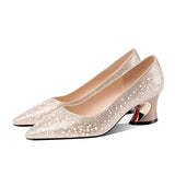 New Chinese Heel Single-Shoe Female Pointed Pearl Water Drill High-End Dating Shoes 2025 Spring And Autumn Temperament With Cheongsam Women's Shoes HZ0115