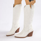 Women's Boot Embroidered LongͲ Boots 2025 Female Knight Boots Coarse And High With Western Cowboy Vintage Tide Boots HZ0115