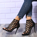 Summer High-Heeled Sandals Fashion Simple Comfortable Toe Sexy Hollow Daily Fine Heel Sandals HZ0115