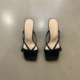 Fairy-Style French Cat With Cool Drag Outside Wearing Summer With Bow Bow Head And Elegant High-Heeling Slippers Woman HZ0115