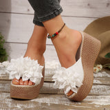 Summer New Thick-Soled Slippers Women's Shoes Large-Size One-Size-Type Flower Waterproof Table Thick-Soled Slippers HZ0115