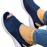 2025 Summer New Thick-Soled Net Surface Knitted Fish Mouth Women's Sandals Large-Size One-Legged Pedal Women's Shoes HZ0115