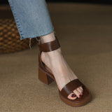 British Style Retro Word With Sandals Woman Heel Back Zipper De-Shoe Summer High Heels Women Coarse HZ0115