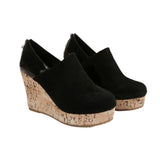 Large-Size Slope Heel Single Shoe Women's Spring New Suede Leather Splicing Round Head HZ0115