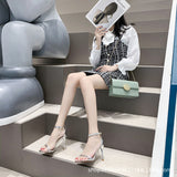 2025 Summer New With Buckle Sandals Female Sense Silver Fairy Wind 9CM Bed High Heel HZ0115